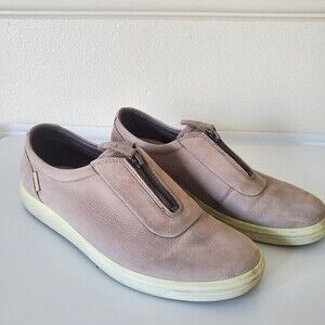 Ecco Womens Soft 7 Zip Inseam Beige Gray Suede Nubuck Sneaker USSz 9 Extra Width